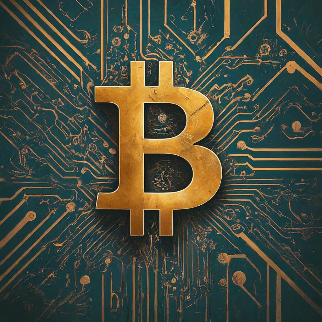 A collage featuring the Bitcoin symbol, industry icons representing fashion, travel, and technology, and the HADI logo, symbolizing growth and expansion.