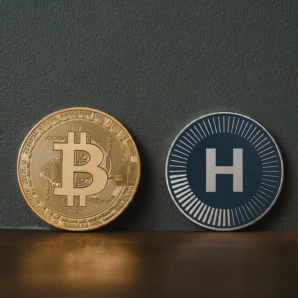 Collage featuring a luxury product from the HADI Brands, the HADI crypto logo, and a subtle Bitcoin symbol, representing the evolution of decentralized commerce.